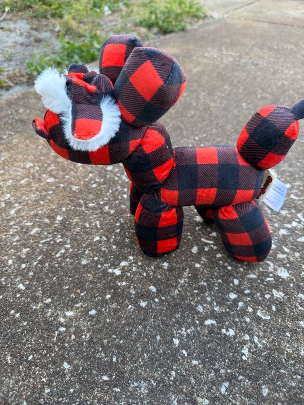 Red & Black DanDee Buffalo Plaid Plush Dog Stuffed  “Balloon” Animal. NEW